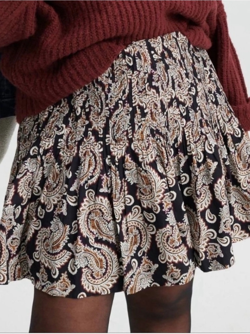 NWT By Anthropologie Women’s Eula Pintuck Paisley Mini Skirt Size L